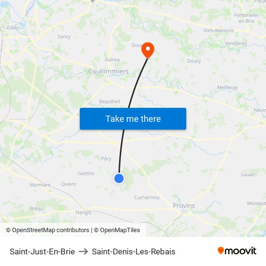 Saint-Just-En-Brie to Saint-Denis-Les-Rebais map