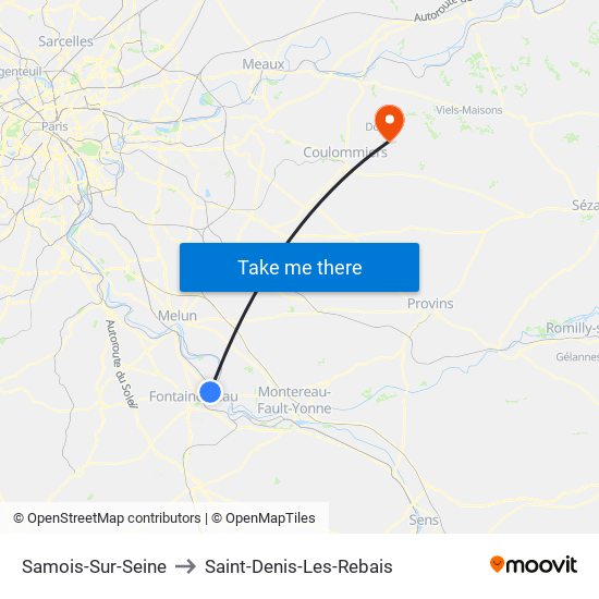 Samois-Sur-Seine to Saint-Denis-Les-Rebais map