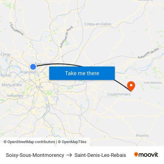 Soisy-Sous-Montmorency to Saint-Denis-Les-Rebais map