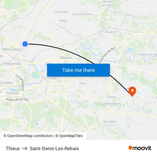 Thieux to Saint-Denis-Les-Rebais map