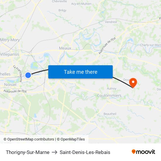 Thorigny-Sur-Marne to Saint-Denis-Les-Rebais map