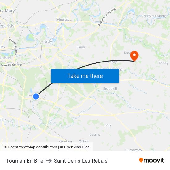 Tournan-En-Brie to Saint-Denis-Les-Rebais map