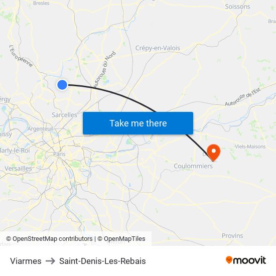 Viarmes to Saint-Denis-Les-Rebais map