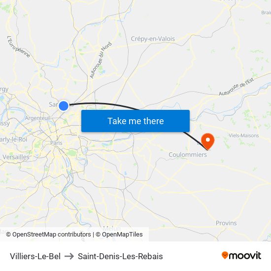 Villiers-Le-Bel to Saint-Denis-Les-Rebais map