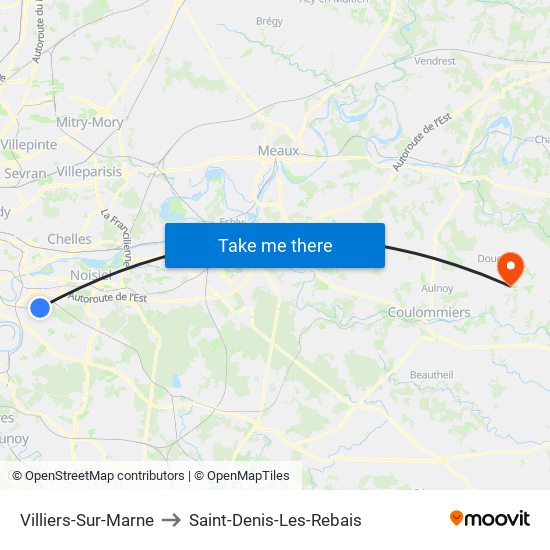 Villiers-Sur-Marne to Saint-Denis-Les-Rebais map