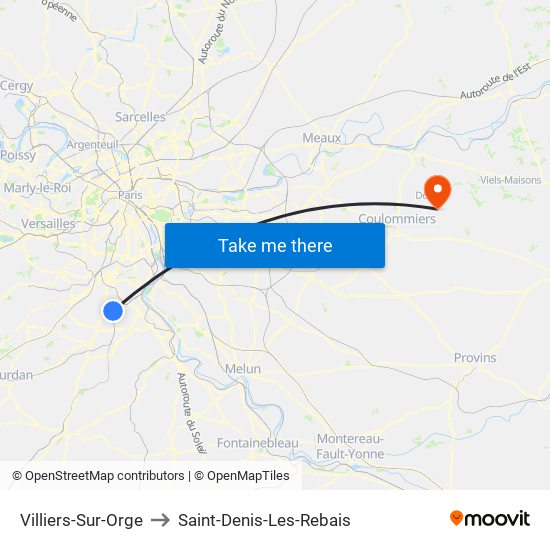 Villiers-Sur-Orge to Saint-Denis-Les-Rebais map