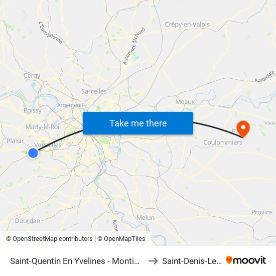 Saint-Quentin En Yvelines - Montigny-Le-Bretonneux to Saint-Denis-Les-Rebais map