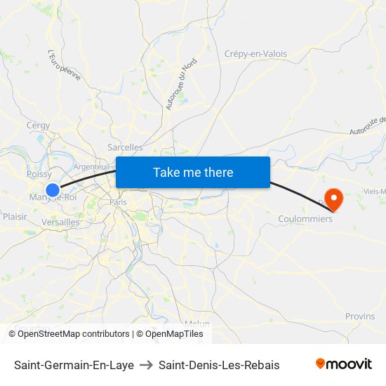 Saint-Germain-En-Laye to Saint-Denis-Les-Rebais map