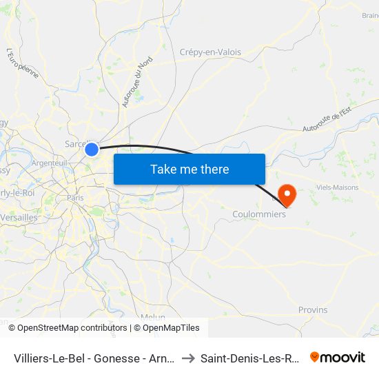 Villiers-Le-Bel - Gonesse - Arnouville to Saint-Denis-Les-Rebais map