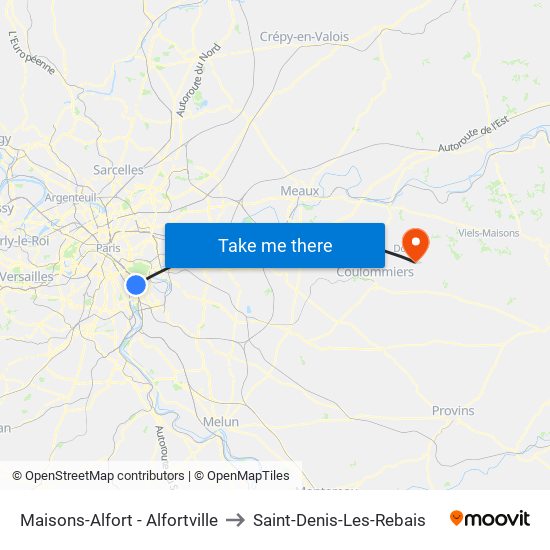 Maisons-Alfort - Alfortville to Saint-Denis-Les-Rebais map