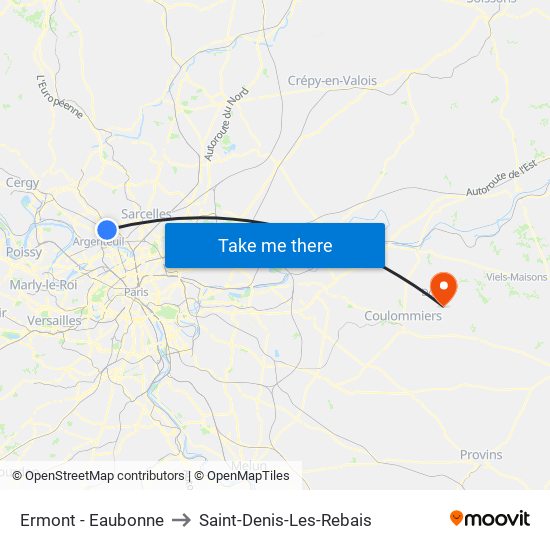 Ermont - Eaubonne to Saint-Denis-Les-Rebais map