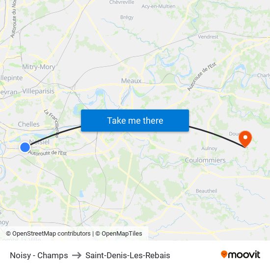 Noisy - Champs to Saint-Denis-Les-Rebais map