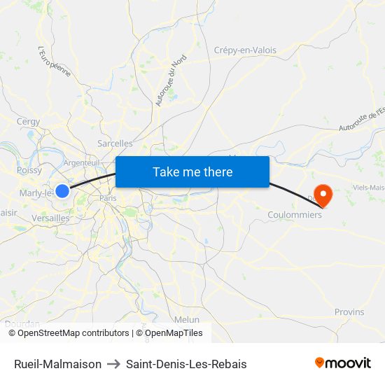 Rueil-Malmaison to Saint-Denis-Les-Rebais map