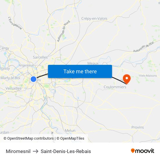 Miromesnil to Saint-Denis-Les-Rebais map