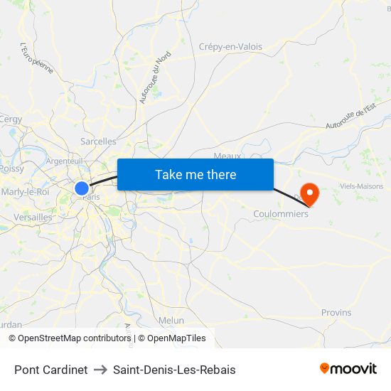 Pont Cardinet to Saint-Denis-Les-Rebais map