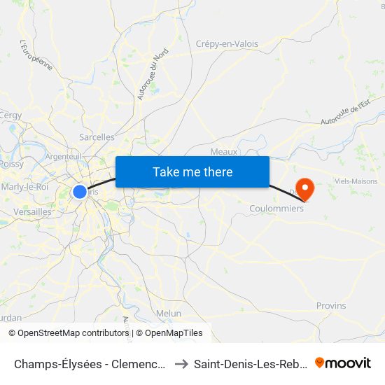 Champs-Élysées - Clemenceau to Saint-Denis-Les-Rebais map