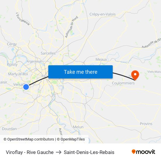 Viroflay - Rive Gauche to Saint-Denis-Les-Rebais map