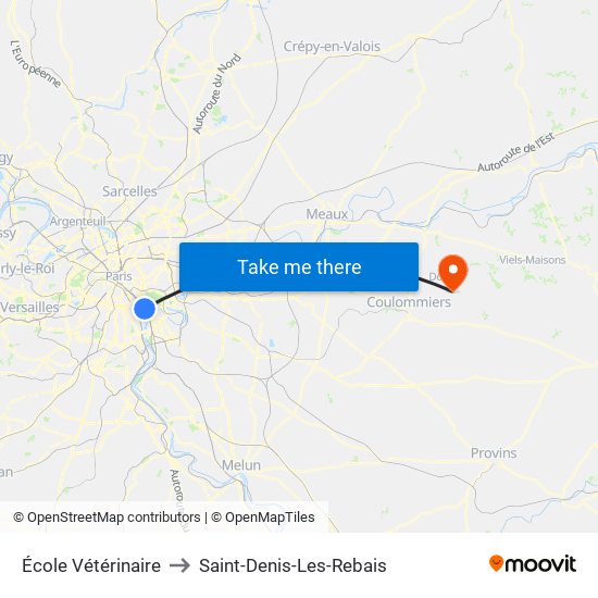 École Vétérinaire to Saint-Denis-Les-Rebais map