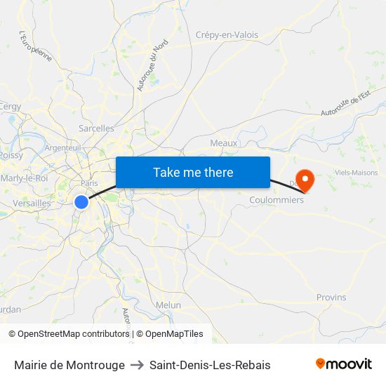 Mairie de Montrouge to Saint-Denis-Les-Rebais map