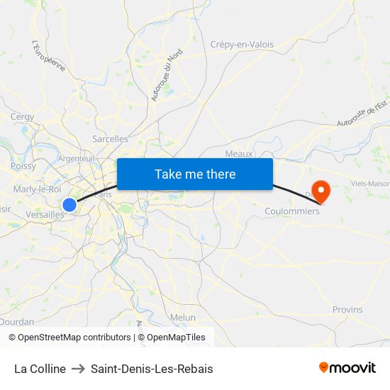 La Colline to Saint-Denis-Les-Rebais map