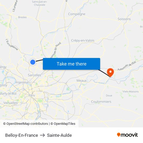 Belloy-En-France to Sainte-Aulde map