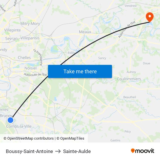 Boussy-Saint-Antoine to Sainte-Aulde map