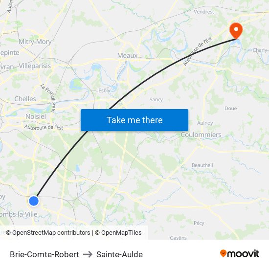 Brie-Comte-Robert to Sainte-Aulde map