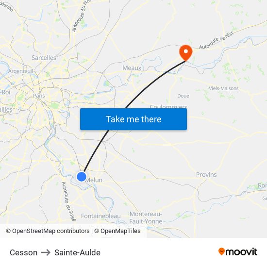 Cesson to Sainte-Aulde map
