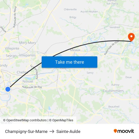 Champigny-Sur-Marne to Sainte-Aulde map