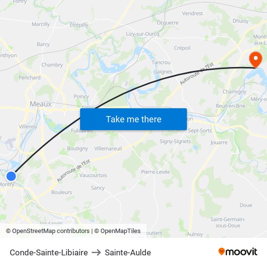 Conde-Sainte-Libiaire to Sainte-Aulde map