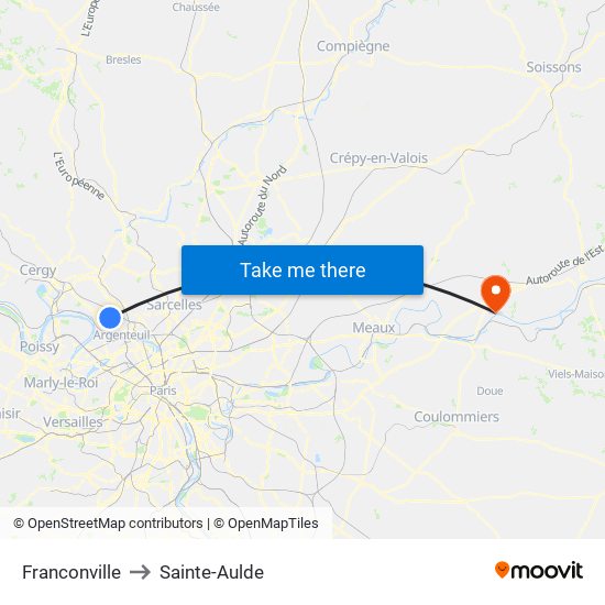 Franconville to Sainte-Aulde map