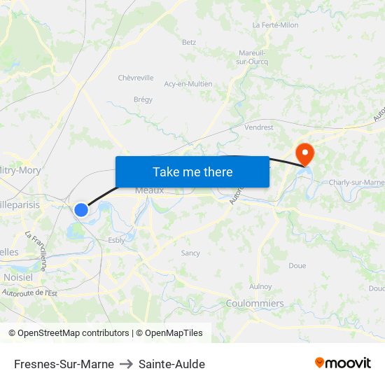 Fresnes-Sur-Marne to Sainte-Aulde map