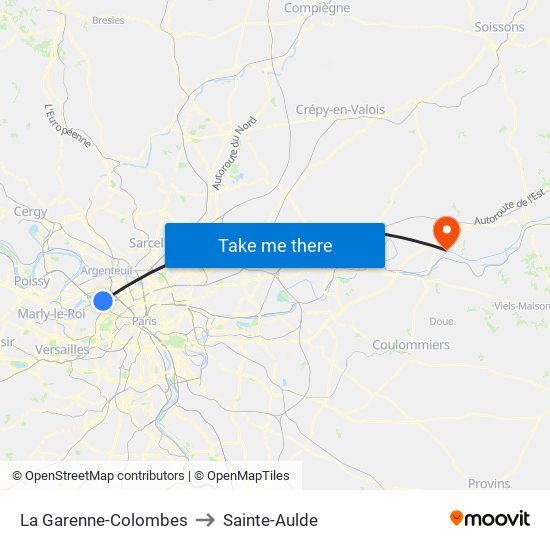 La Garenne-Colombes to Sainte-Aulde map