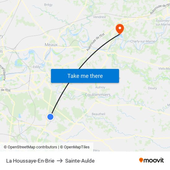 La Houssaye-En-Brie to Sainte-Aulde map