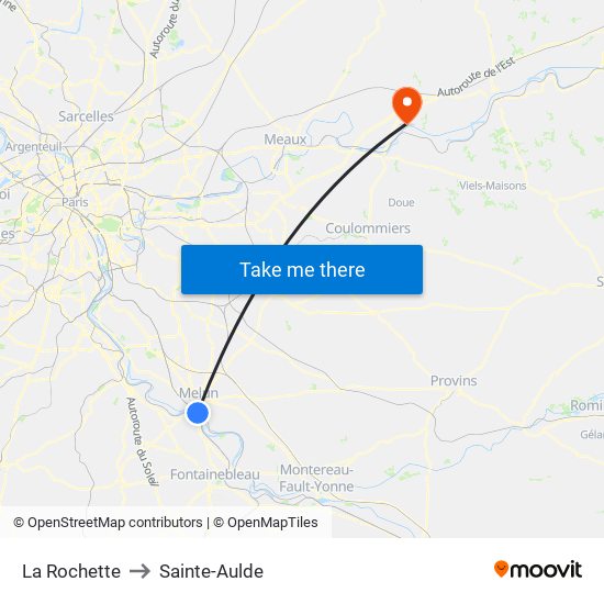 La Rochette to Sainte-Aulde map