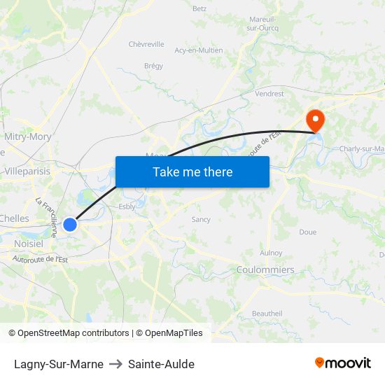 Lagny-Sur-Marne to Sainte-Aulde map