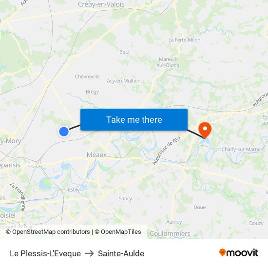 Le Plessis-L'Eveque to Sainte-Aulde map