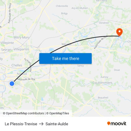 Le Plessis-Trevise to Sainte-Aulde map