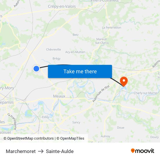 Marchemoret to Sainte-Aulde map