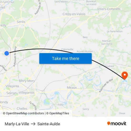 Marly-La-Ville to Sainte-Aulde map