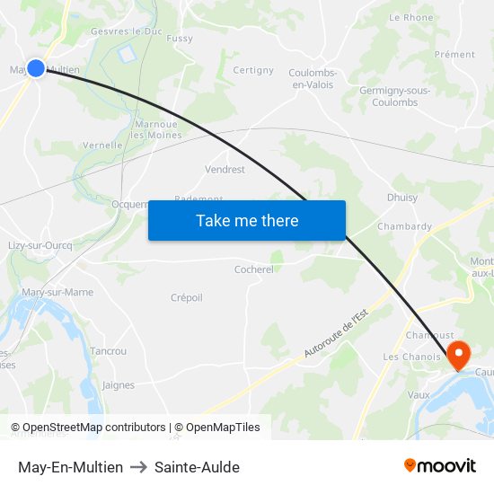 May-En-Multien to Sainte-Aulde map
