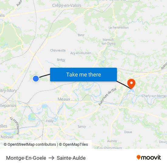 Montge-En-Goele to Sainte-Aulde map