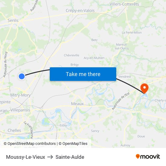 Moussy-Le-Vieux to Sainte-Aulde map