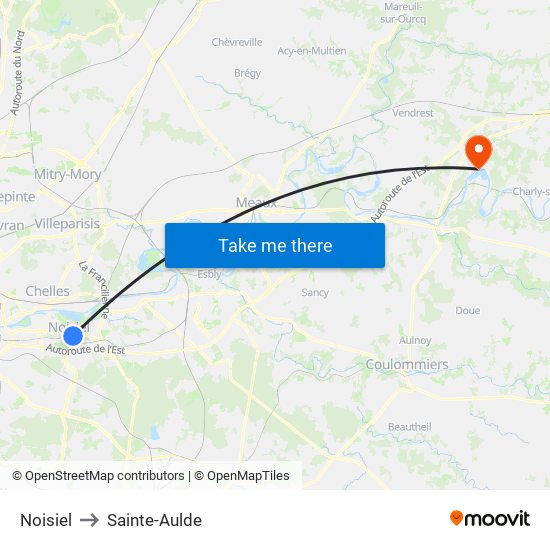 Noisiel to Sainte-Aulde map
