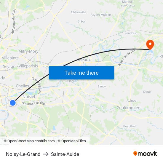 Noisy-Le-Grand to Sainte-Aulde map