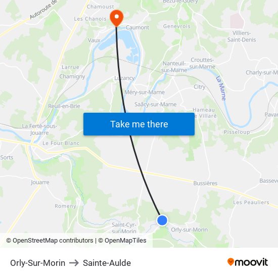 Orly-Sur-Morin to Sainte-Aulde map