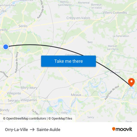 Orry-La-Ville to Sainte-Aulde map