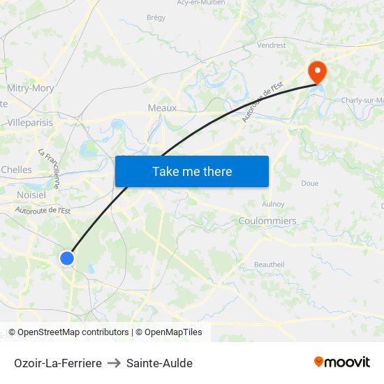 Ozoir-La-Ferriere to Sainte-Aulde map