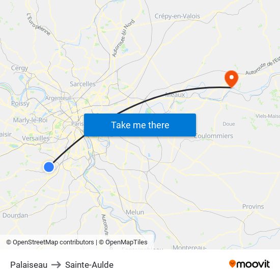 Palaiseau to Sainte-Aulde map