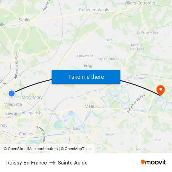 Roissy-En-France to Sainte-Aulde map
